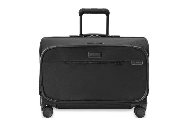 Level8 Grace carry-on front pocket open showing laptop compartment